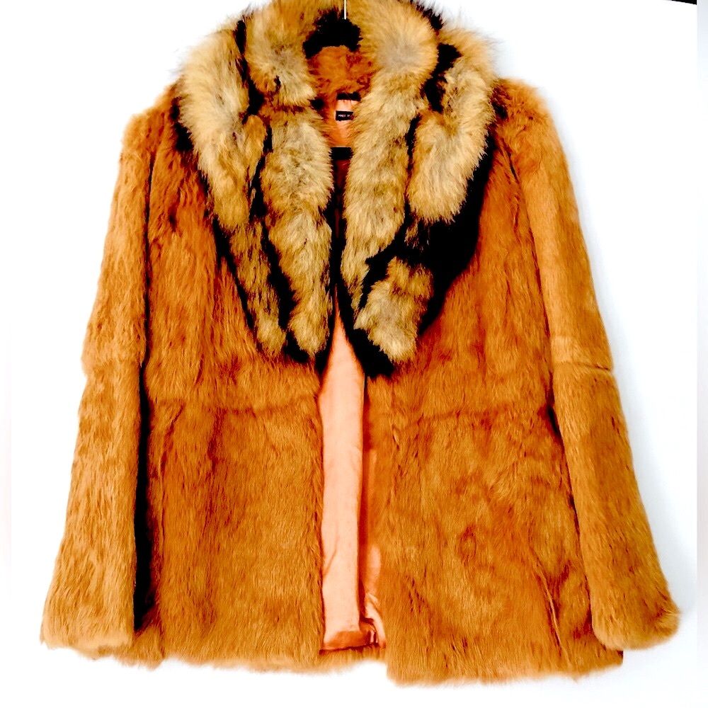 Tan rabbit fur coat